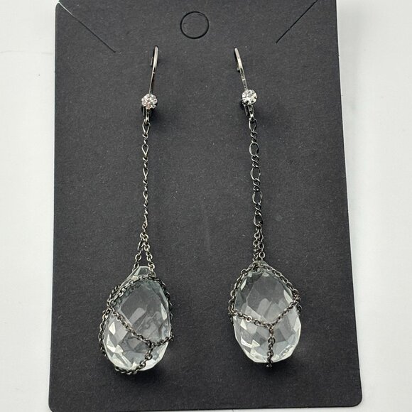 Caged Crystal Teardrop Earrings - Picture 4 of 4